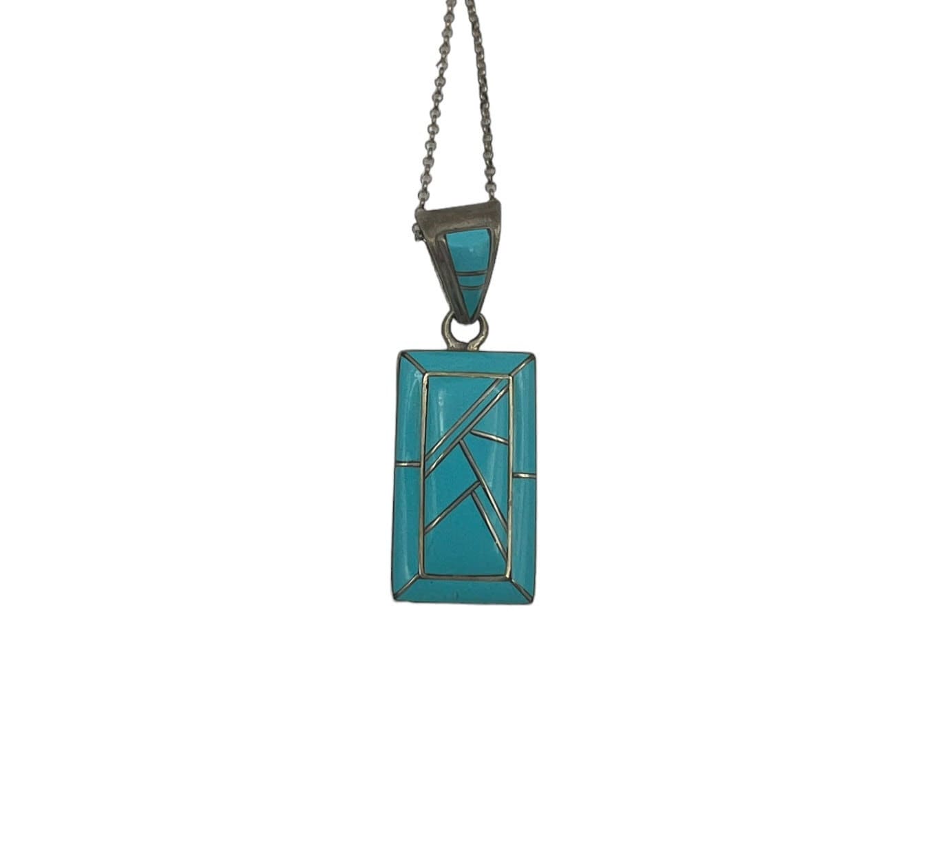 Vintage Sterling Silver and Turquoise Native Tribal Pendant Necklace