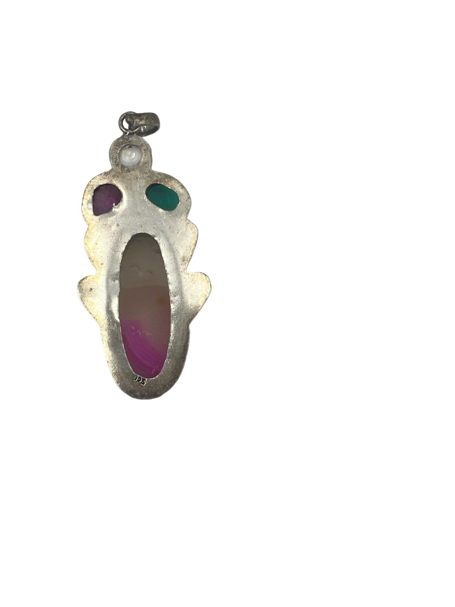 Vintage Sterling Silver Pendant with 2 gemstones and pearl