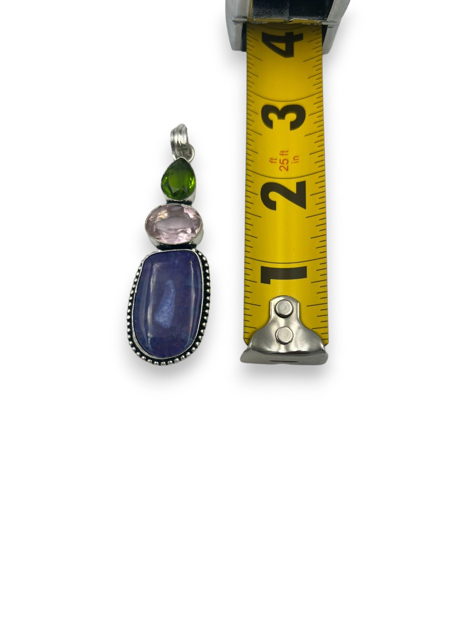 Vintage Sterling Silver Pendant with Gemstones