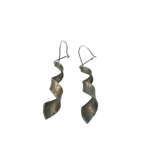 Vintage Sterling Silver Tapered Drop Earrings