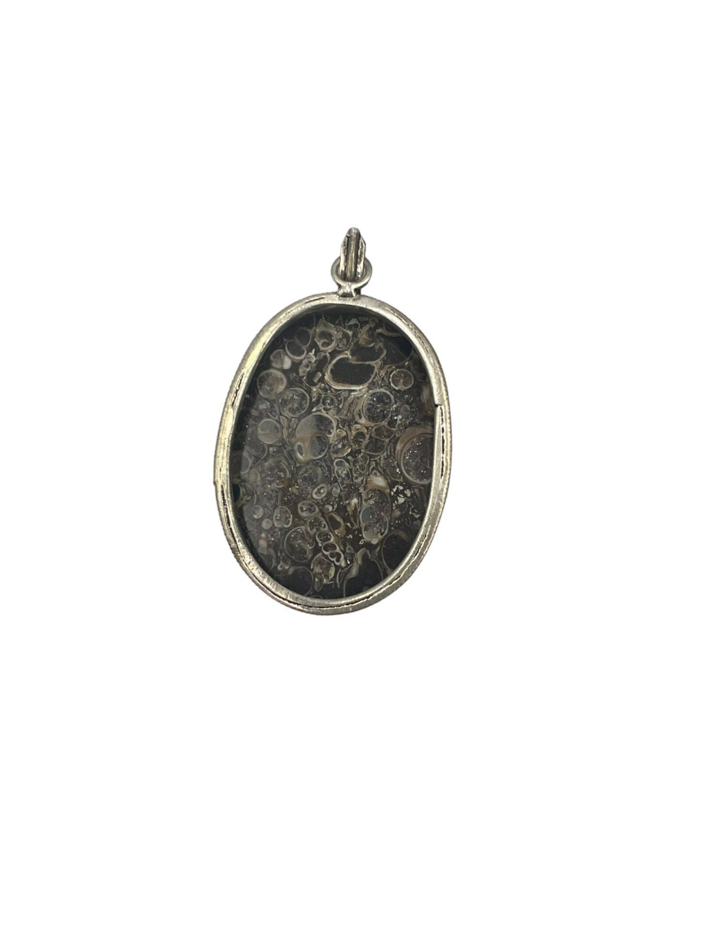 Vintage Sterling Silver Fossil Feature Gemstone