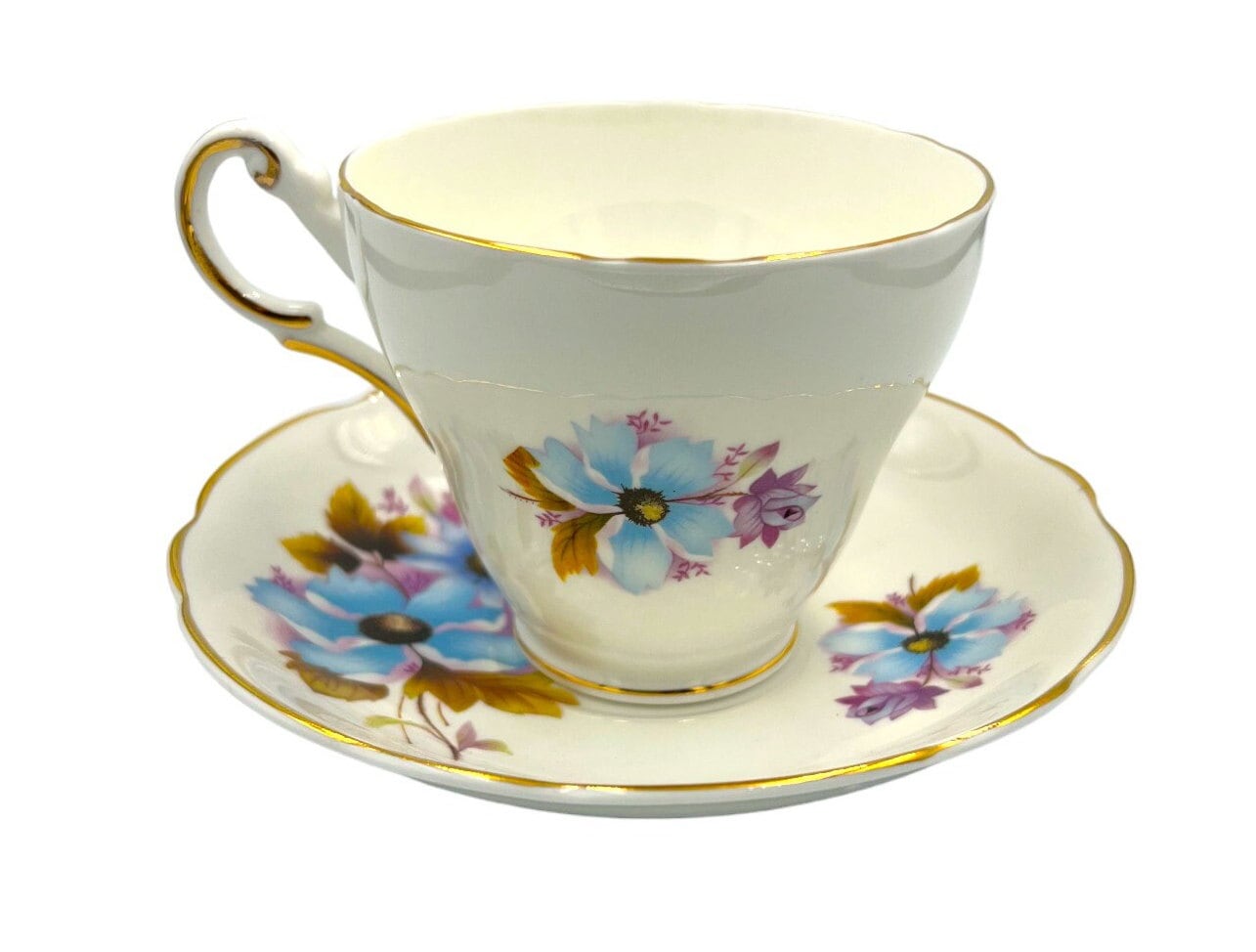 Vintage Floral Teacup and Saucer Plate