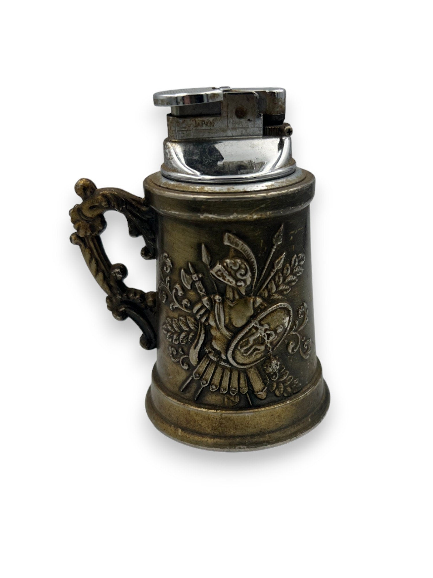 Vintage Beer Stein Table Top Lighter with Knights