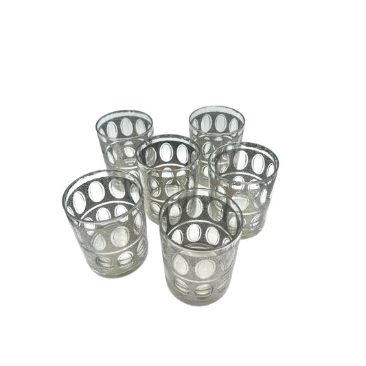 Set of 6 Midcentury Silver Tumbler Rocks Glasses