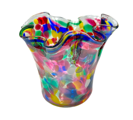 Vintage 1970's Zorza Speckled Blown Glass Vase