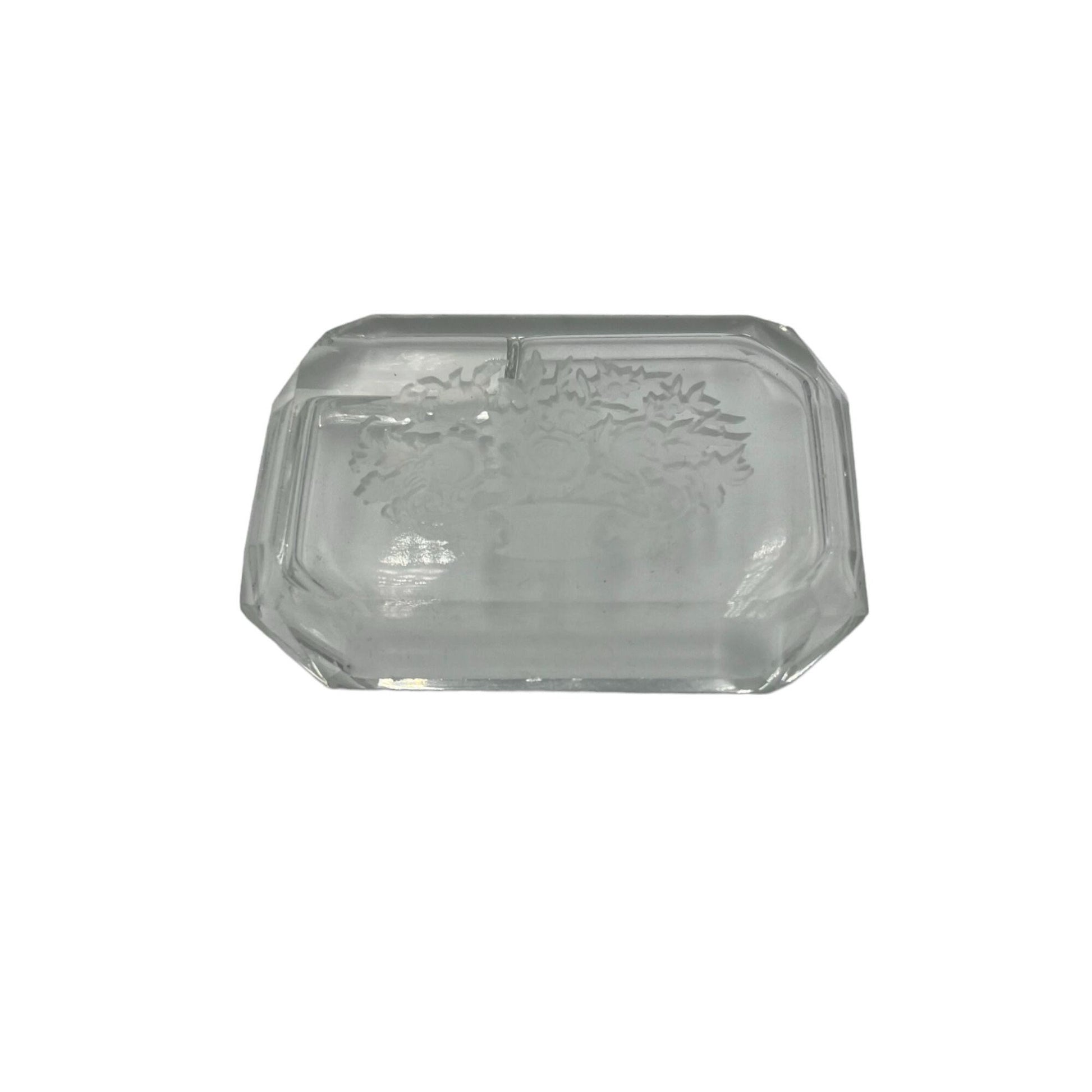 Vintage Crystal Ashtray with Hand Cut Floral Accents