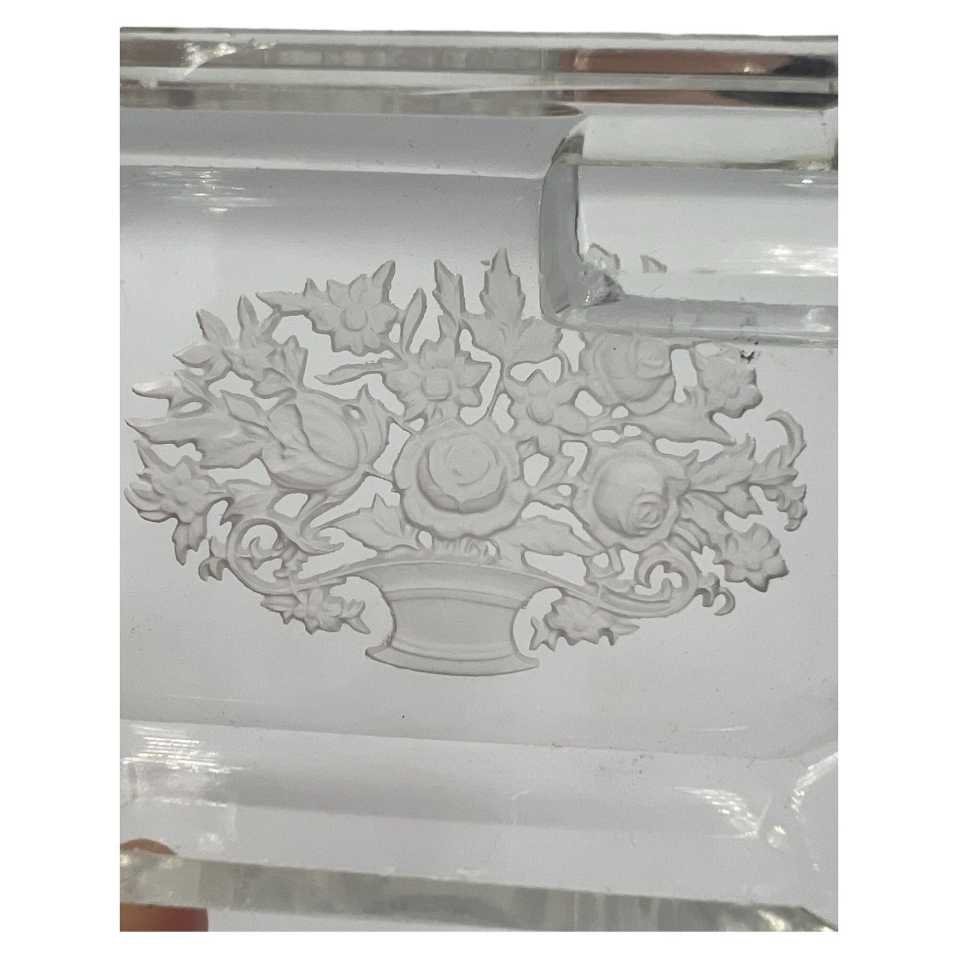 Vintage Crystal Ashtray with Hand Cut Floral Accents