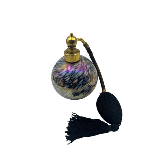 Vintage Iridescent Perfume Bottle with Puff and Tassel