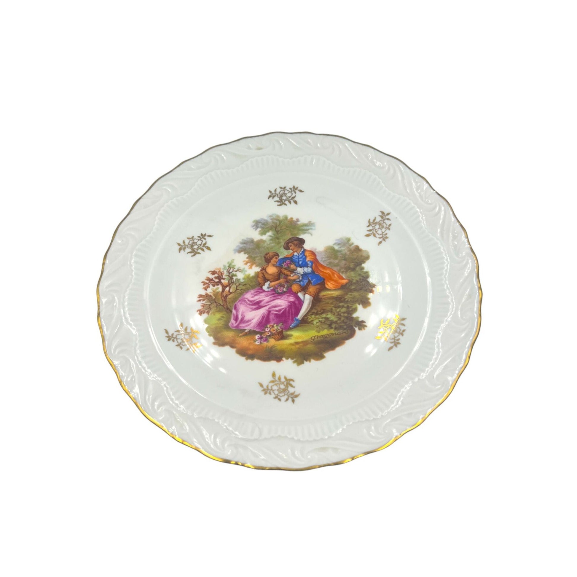 Antique Porcelain Footed Dish by Fragonard with Lec Limoges