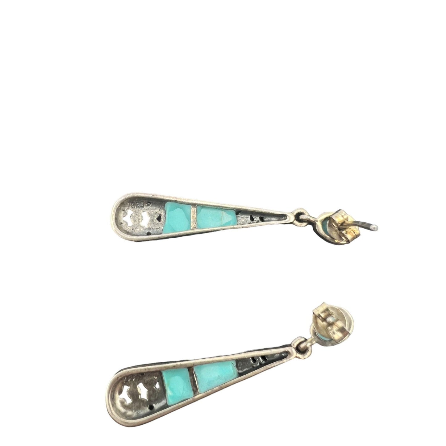 Vintage Sterling Silver Drop Turquoise Earrings