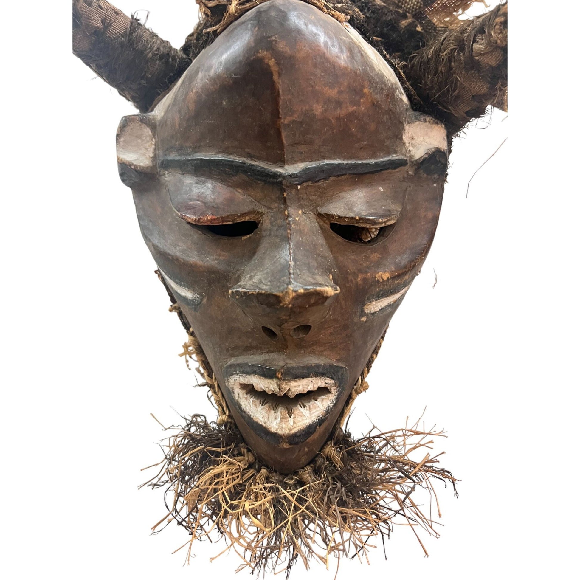 Artifact Wood, Straw, and Cloth Tribal African Mask