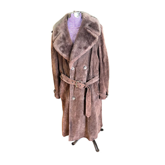 Vintage Suede Leather, Sherpa, and Fur Saks Fifth Avenue Viceroy Penny Lane Trench Coat