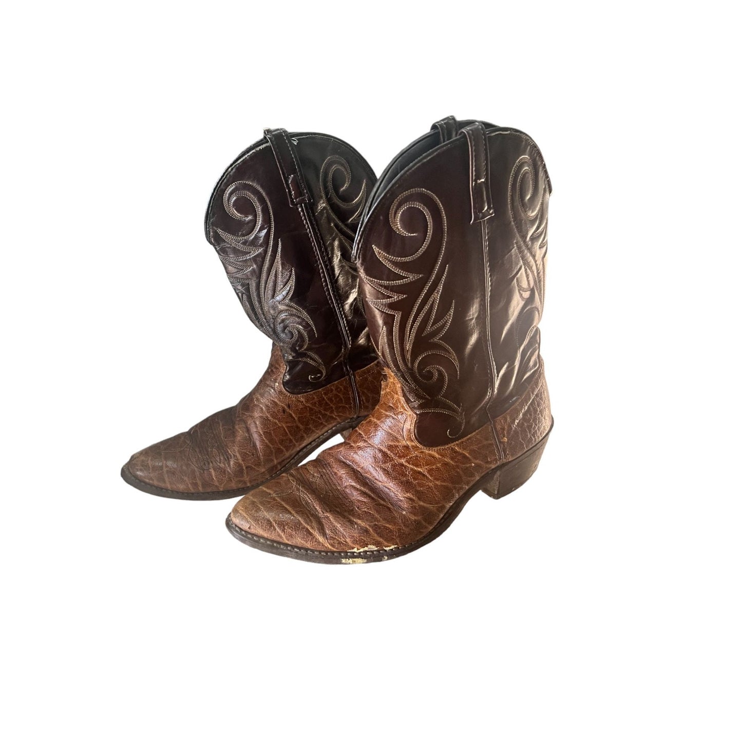 Vintage Leather Brown Cowboy Boots Men's 13