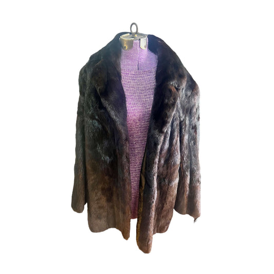 Vintage Dark Brown Mink Coat with Collar