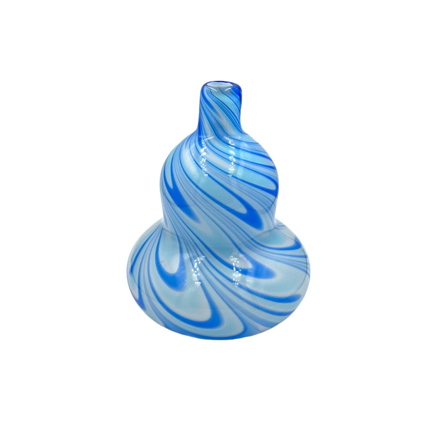 Vintage Hand Blown Blue Abstract Vase