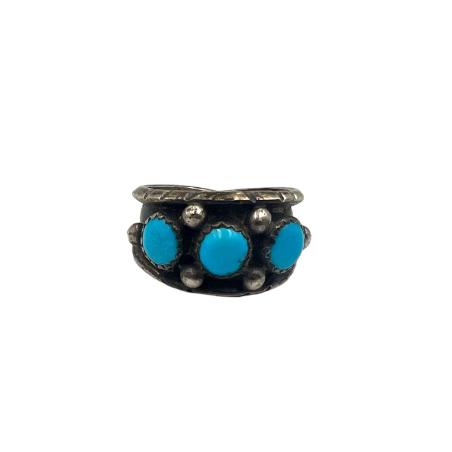 Vintage Sterling Silver and Turquoise Ring (Size: Women's 8.5)