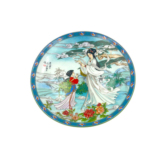 Antique Woman Silk Worm Legends of Westlake Porcelain Plate By Jiang Xue-Bing - Vintage Imperial Jingdezhen