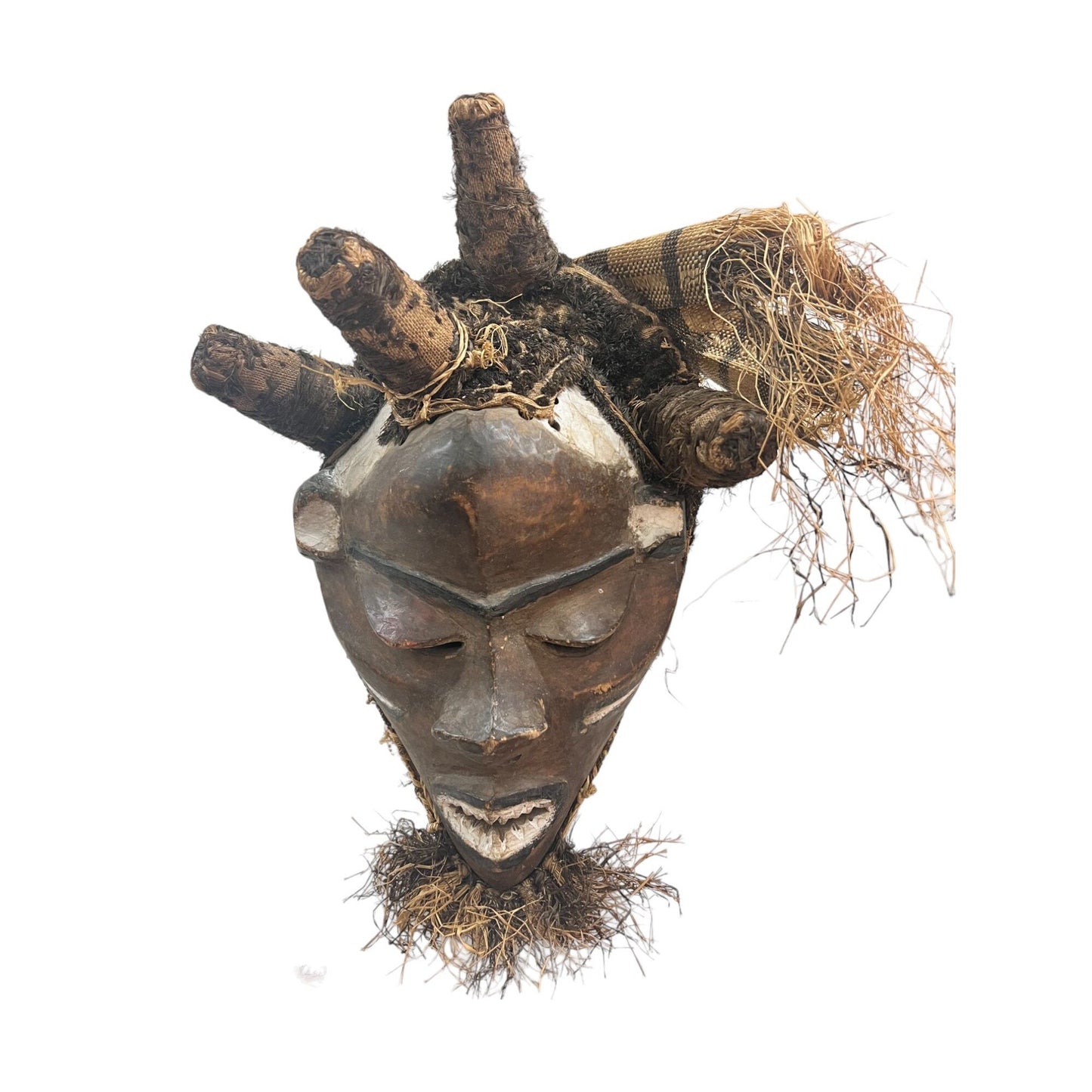 Artifact Wood, Straw, and Cloth Tribal African Mask