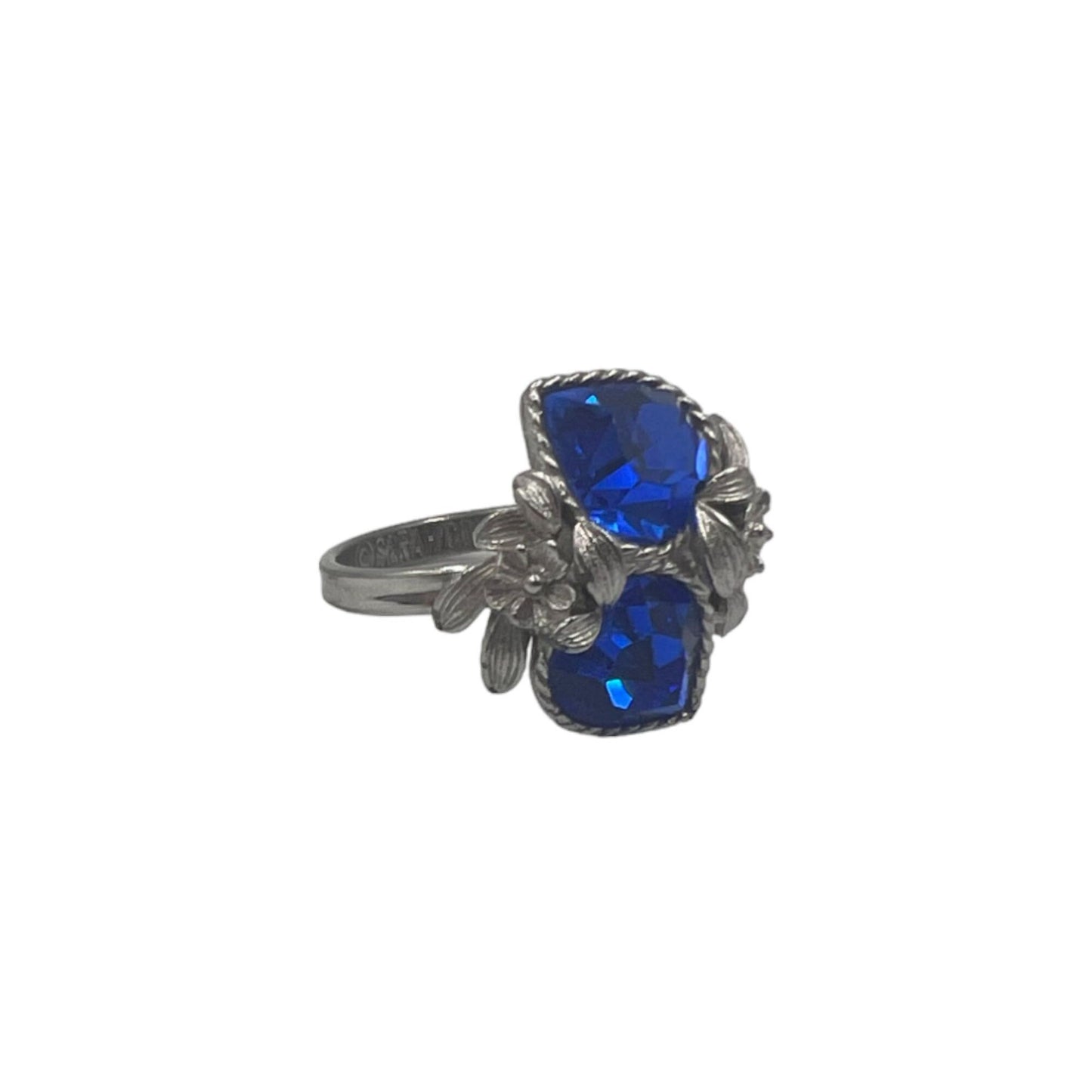 Vintage Sarahcov Adjustable Silver and Costume Sapphire Ring (SZ 7)