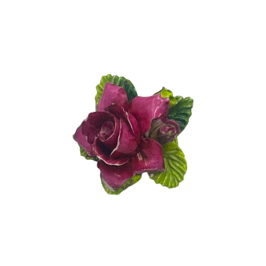 Vintage Violet Rose Brooch with Leaves by Crown