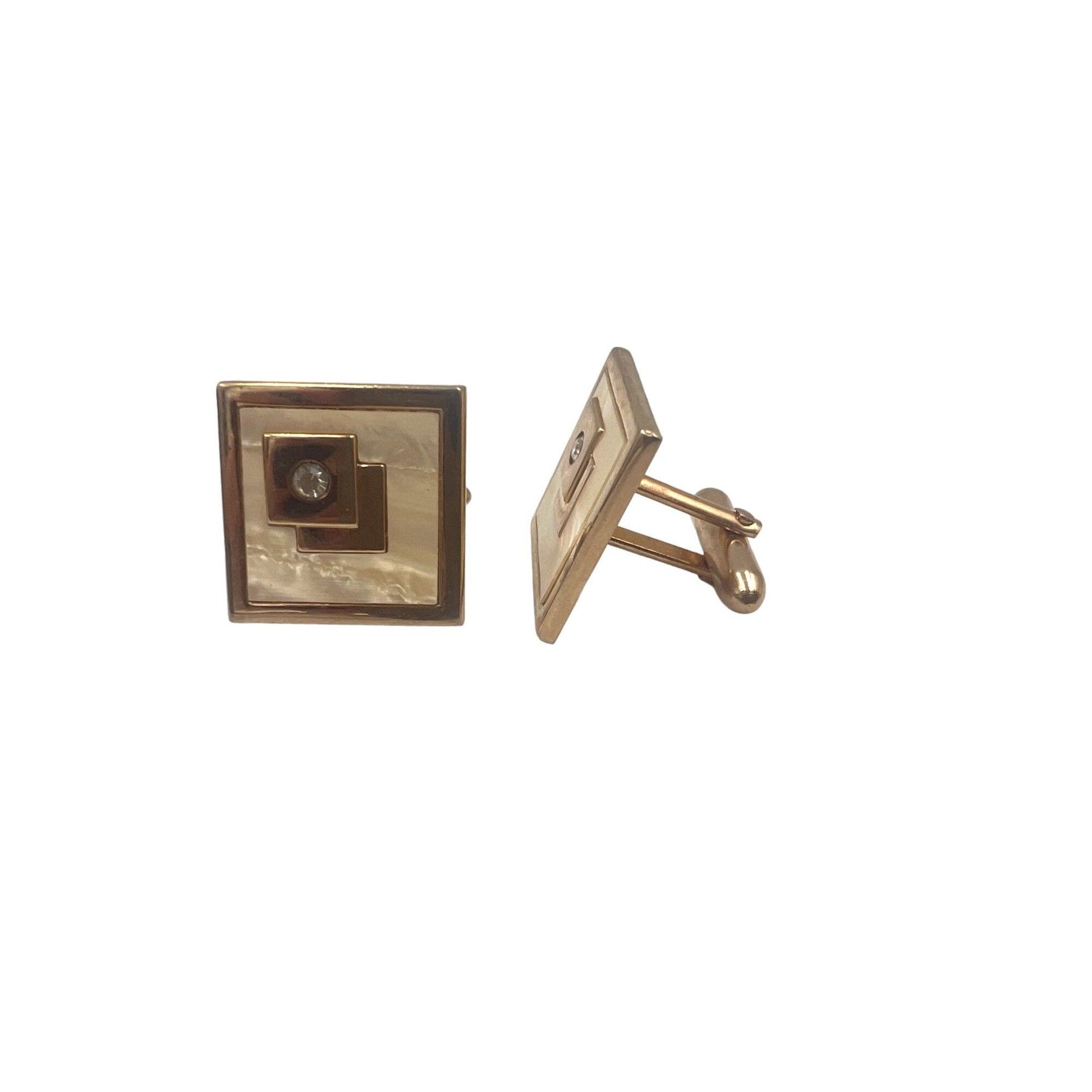 Vintage Mother of Pearl and Diamond Square Cufflinks