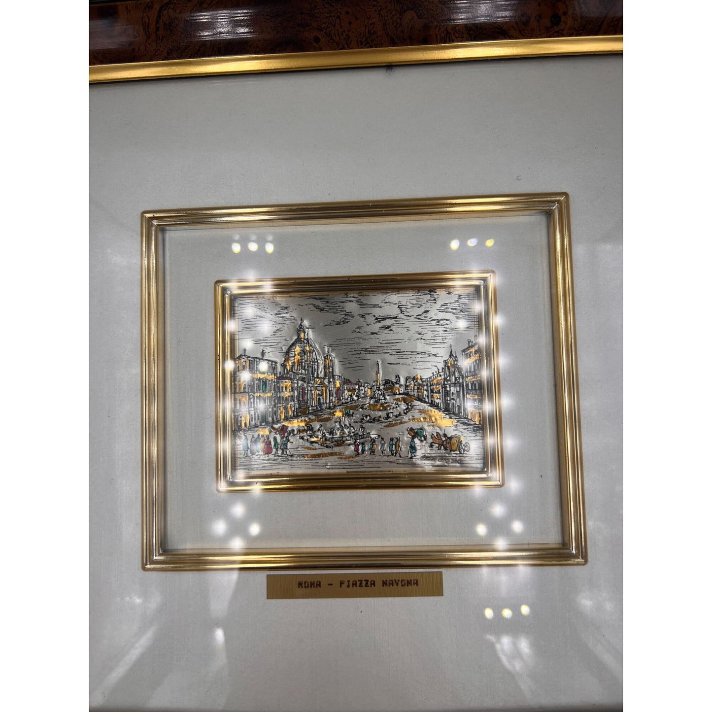 Vintage Sterling Silver Framed Etching Roma