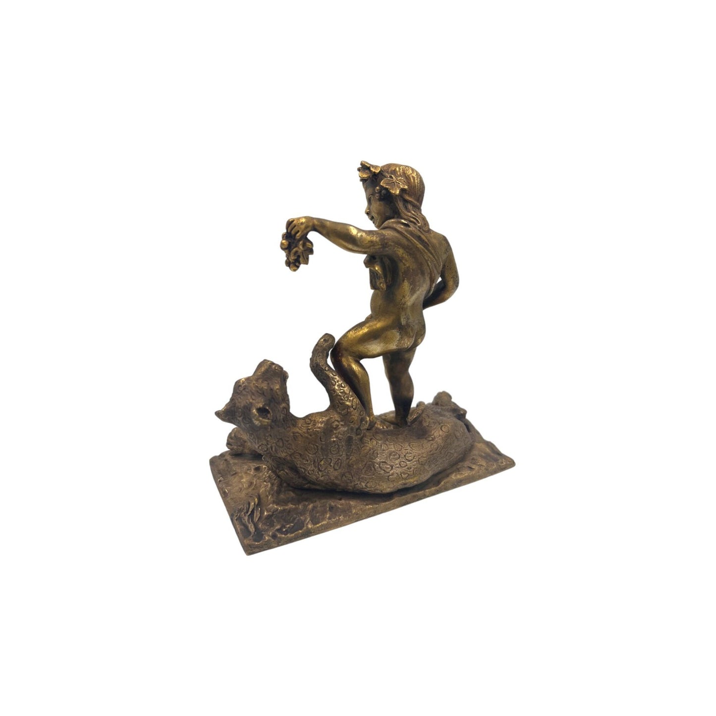 Vintage Brass Greek Cherub Feeding Lion Figurine