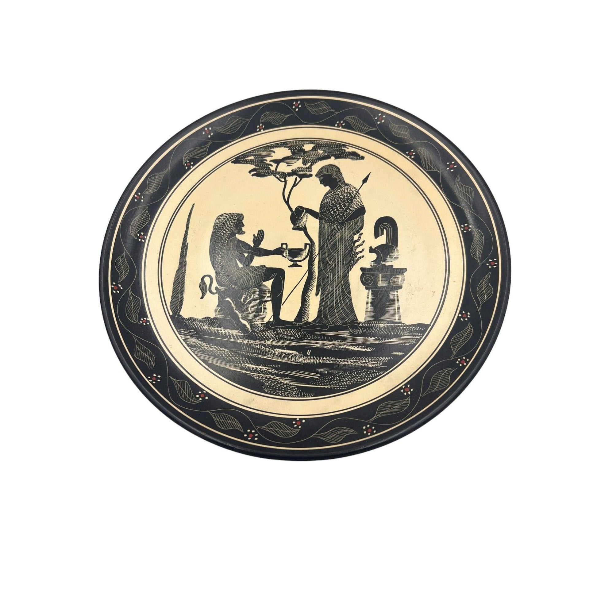 Antique Clay Musuem Replica Plate Athene and Heracule