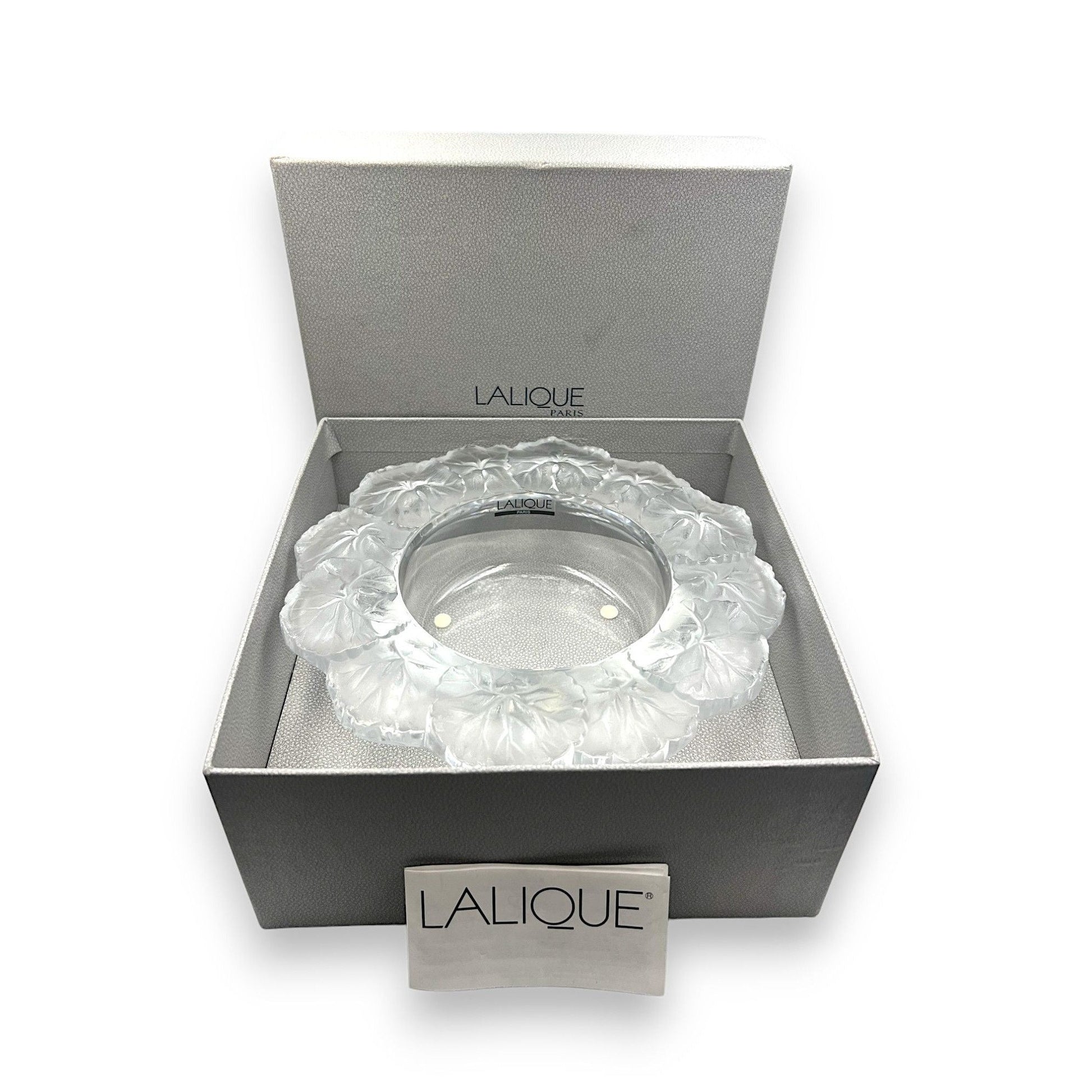 Vintage 1970s Lalique Crystal Floral Bowl with Box