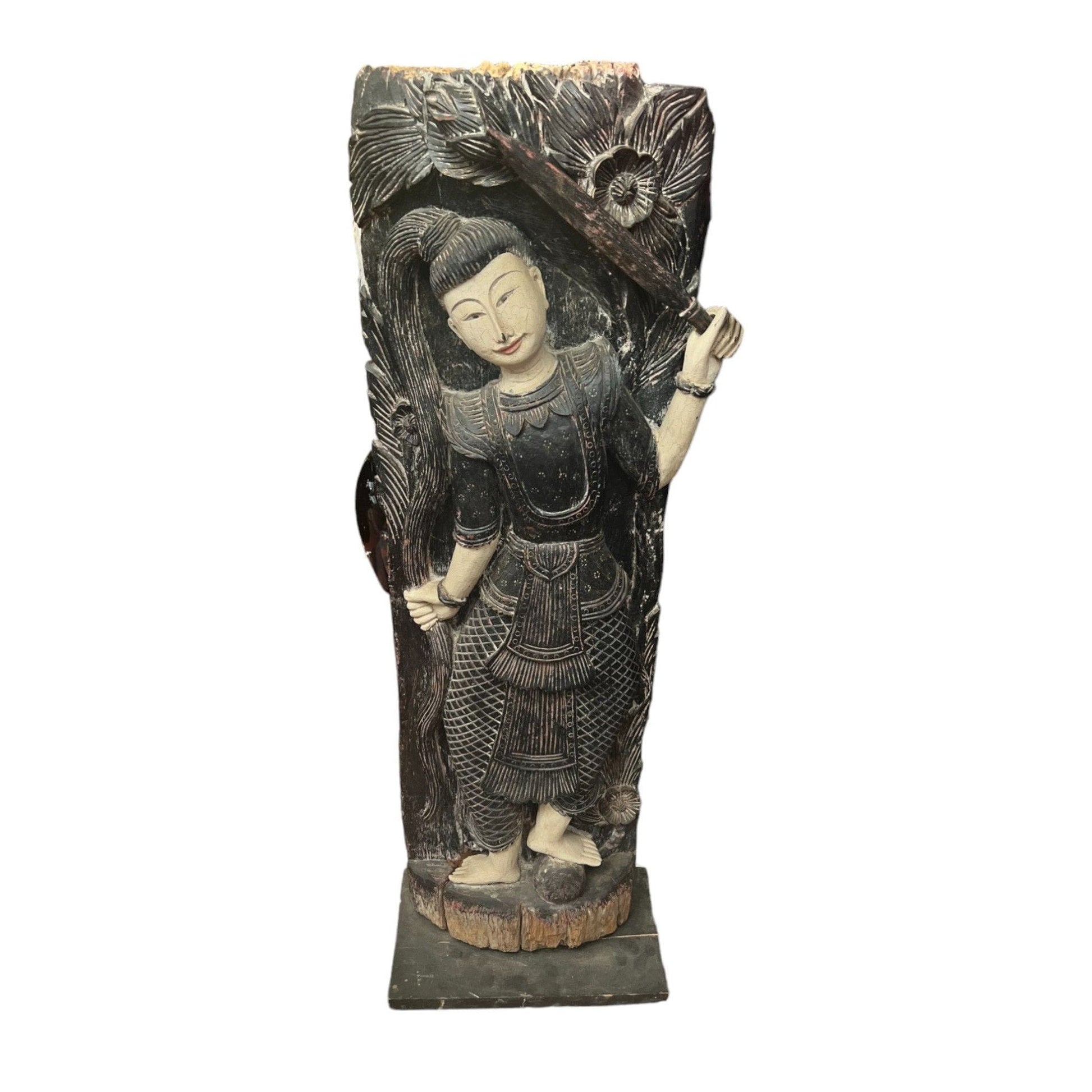 Vintage Large Asian Wood Sculpture