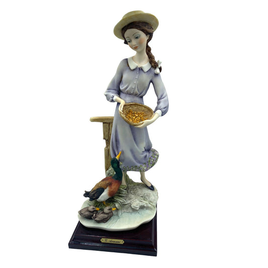 Giuseppe Armani Country Girl Figurine w/ Duck and Feed SIGNED