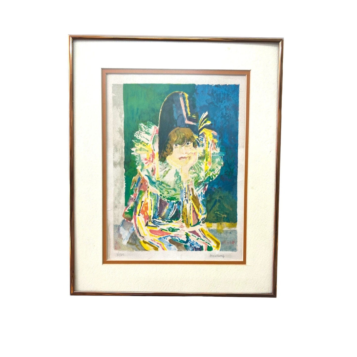 Vintage Paul Collomb Harlequin Print 3/25 Framed and Signed