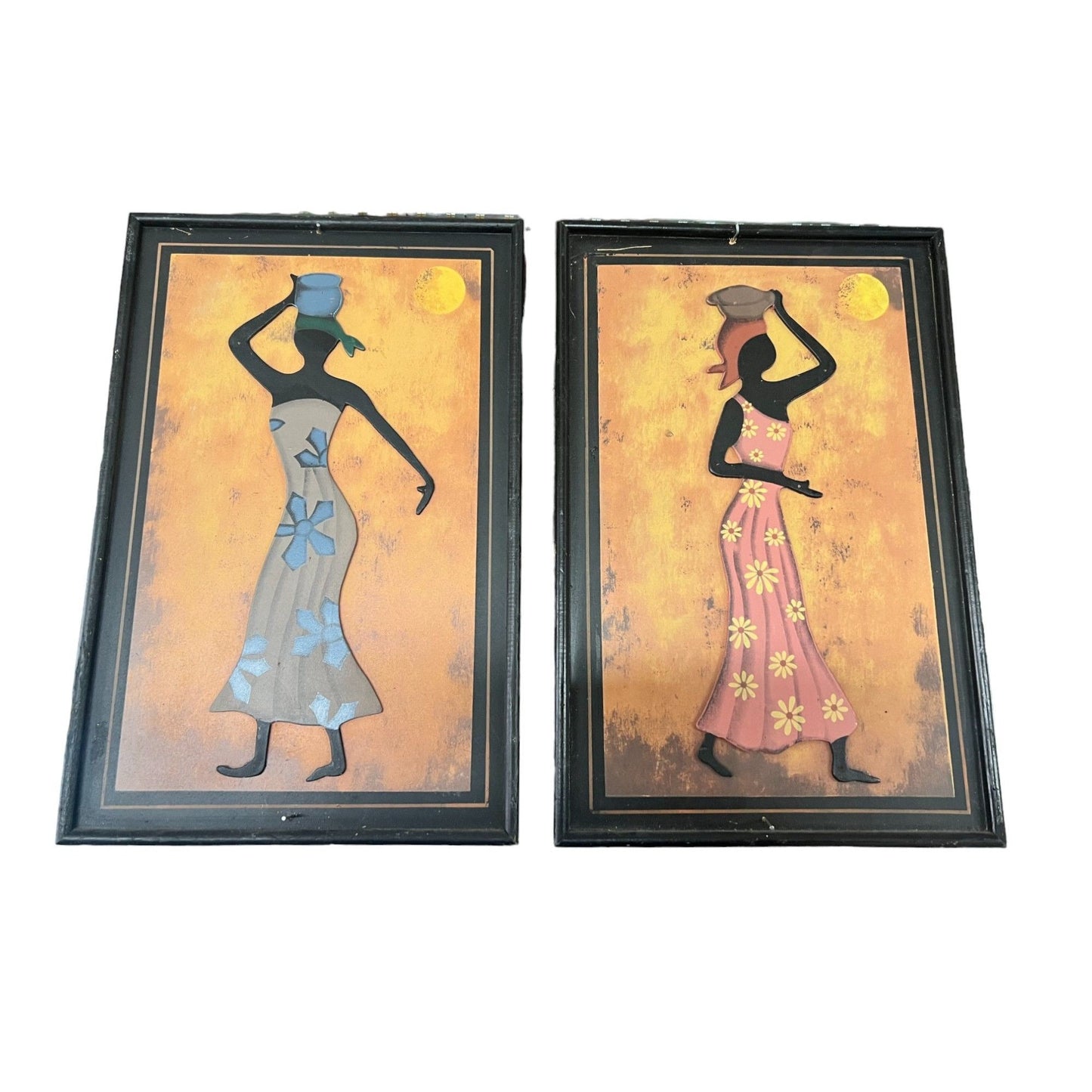 Pair Vintage African Wooden Folk Art Pieces