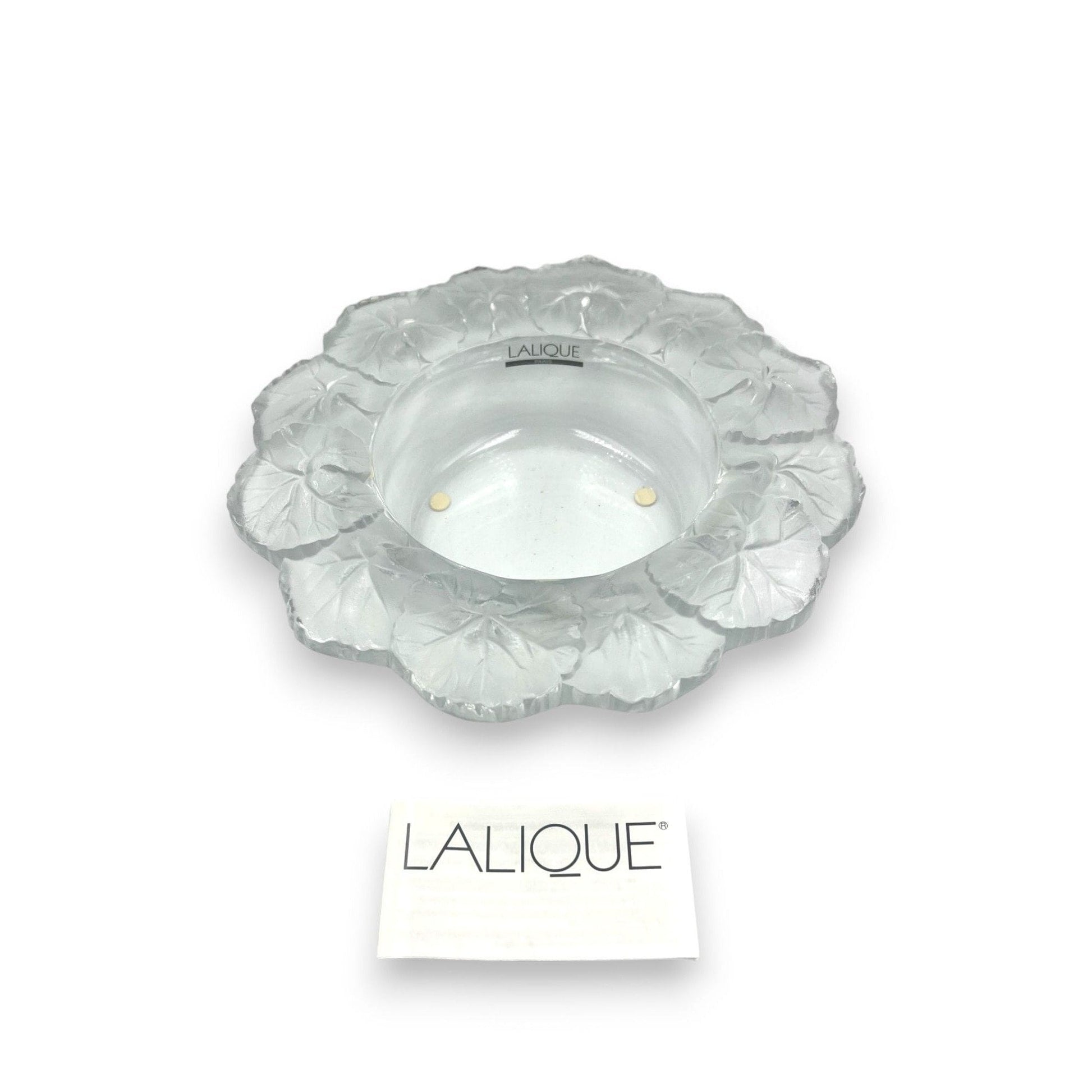 Vintage 1970s Lalique Crystal Floral Bowl with Box