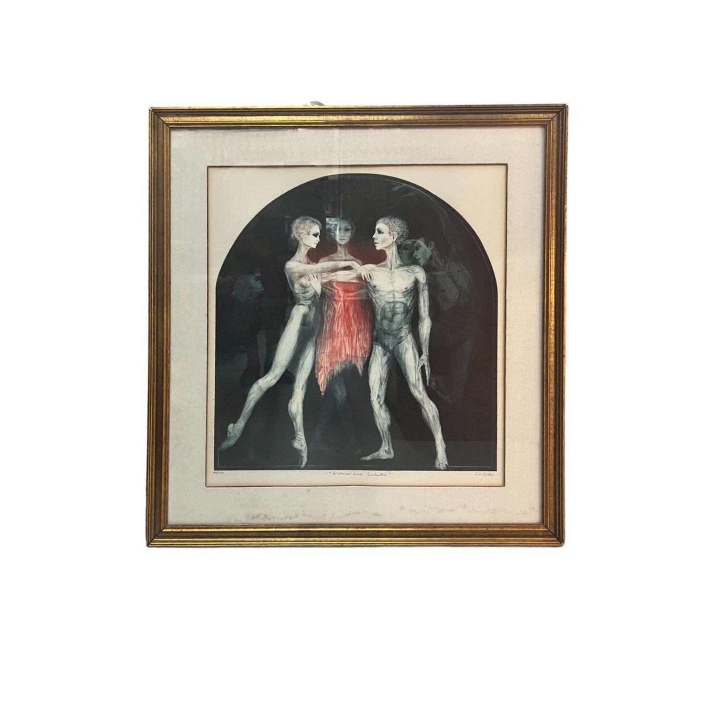 Antique "Romeo & Guiletta" Mezzotint by Gatja Rothe Framed and Signed