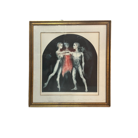 Antique "Romeo & Guiletta" Mezzotint by Gatja Rothe Framed and Signed