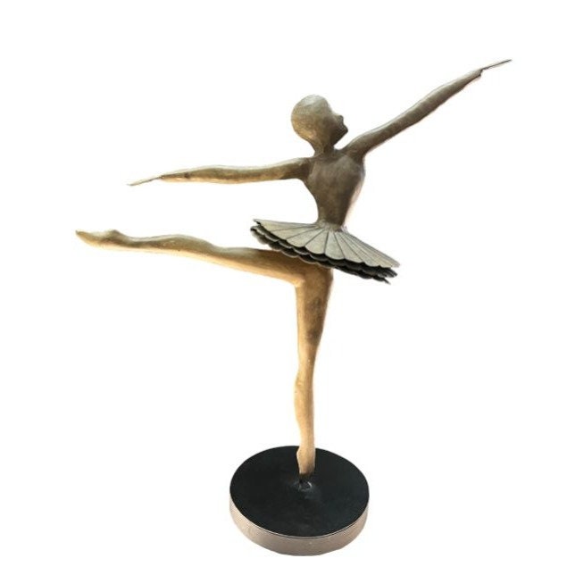 Vintage Wood Cut Ballerina Ballet Statue Art