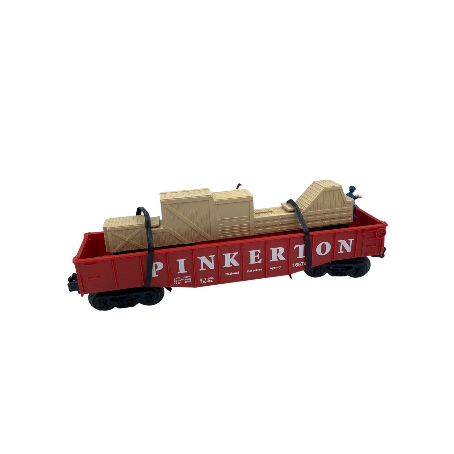 Vintage Red Pinkerton Freight Toy Train Car with Cargo