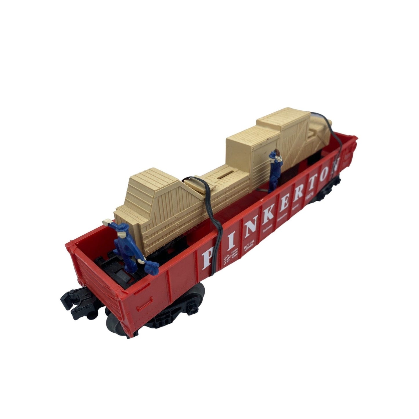 Vintage Red Pinkerton Freight Toy Train Car with Cargo