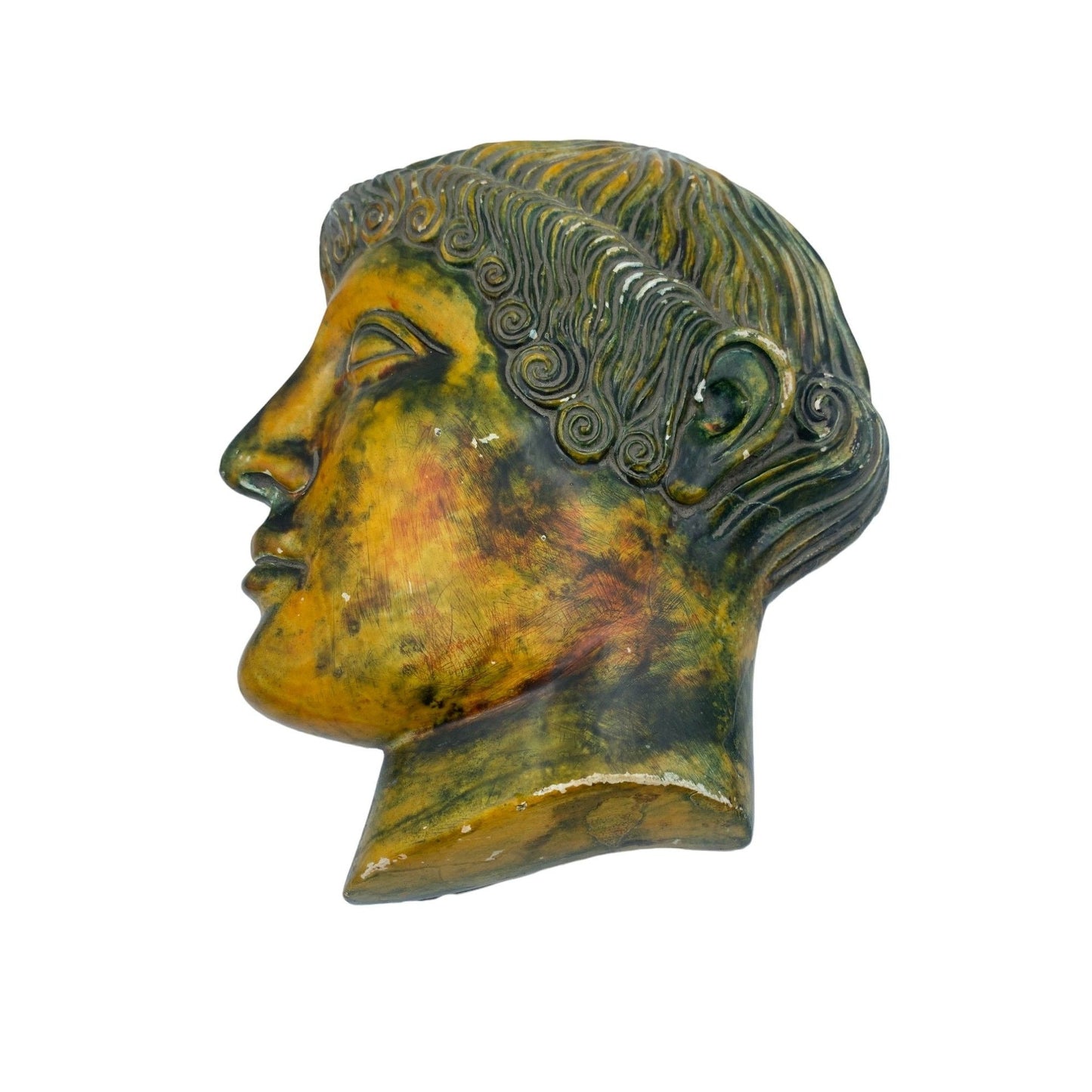 Antique Roman Unique Clay Bust Wall Art