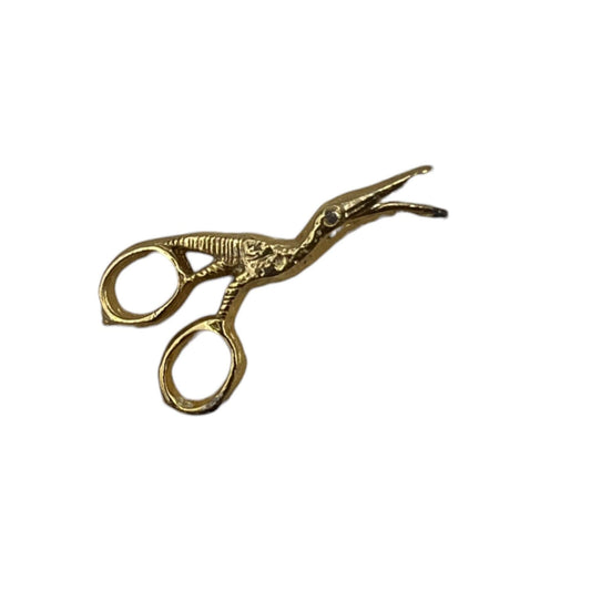 Vintage Stork Crane Scissor Gold Colored Metal Pin