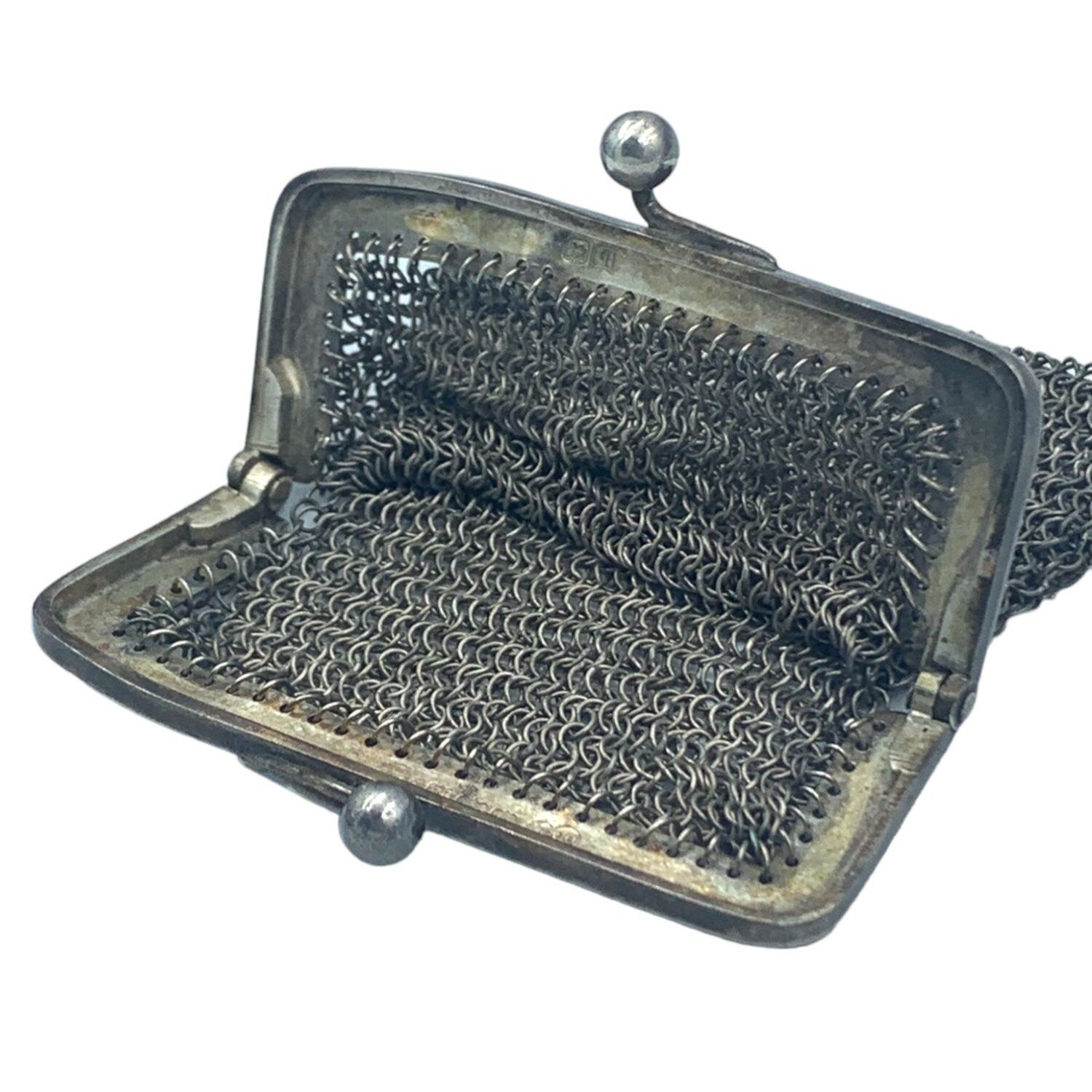 1900's Antique Chainmail Silver Coin Purse