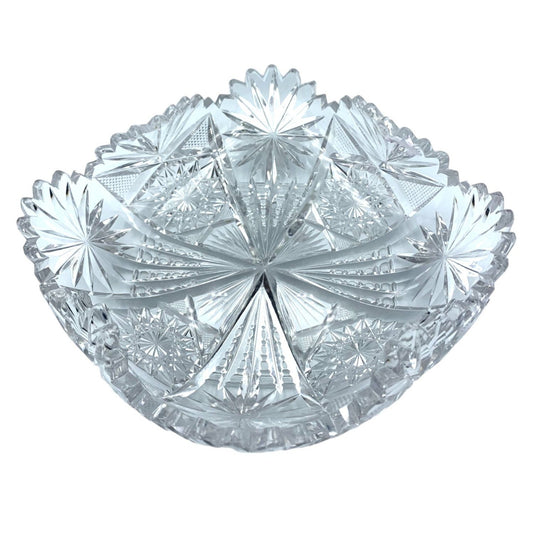 American Brilliant Style Antique Clear Crystal Cut Bowl