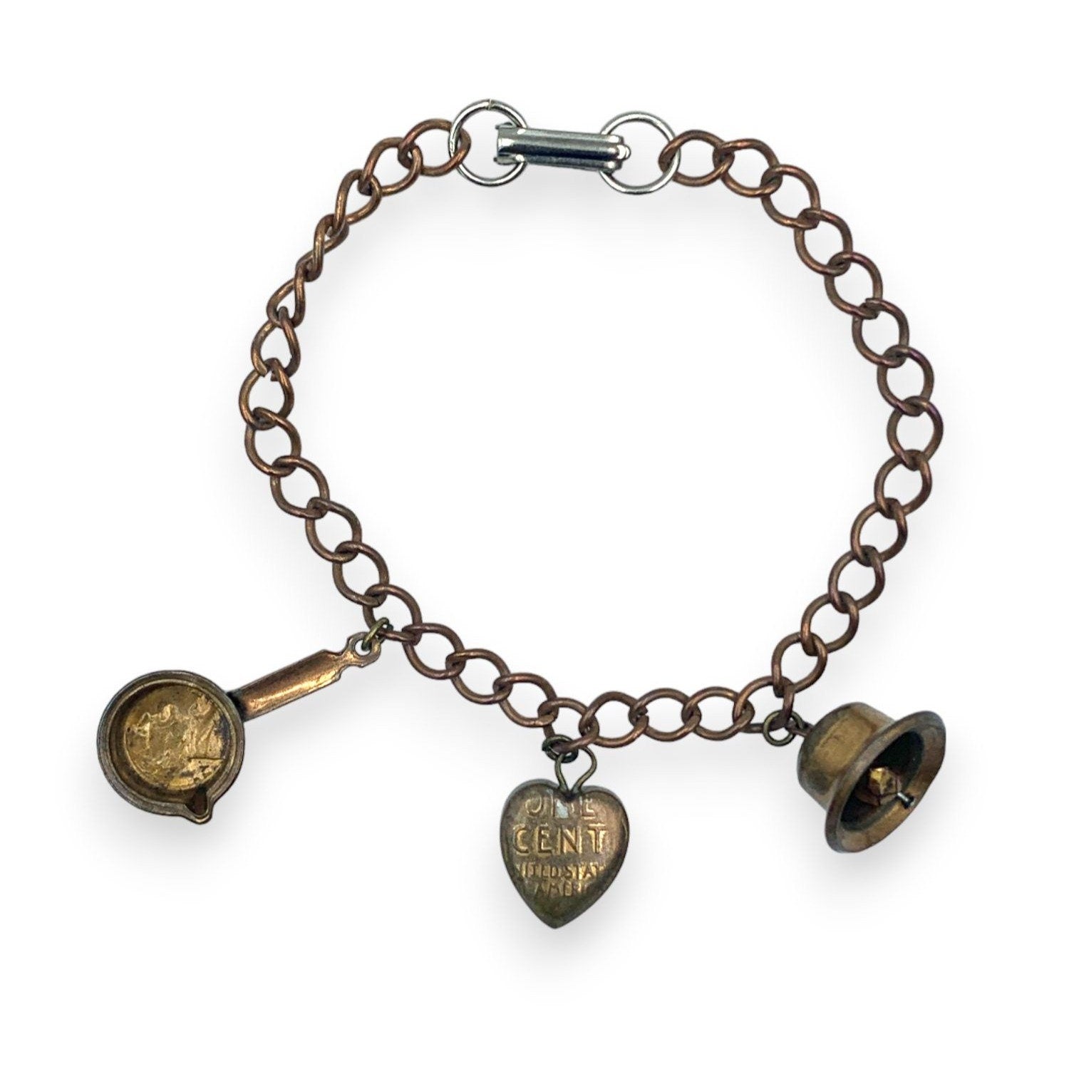 Charm Bracelet with Charms Made from Pennies