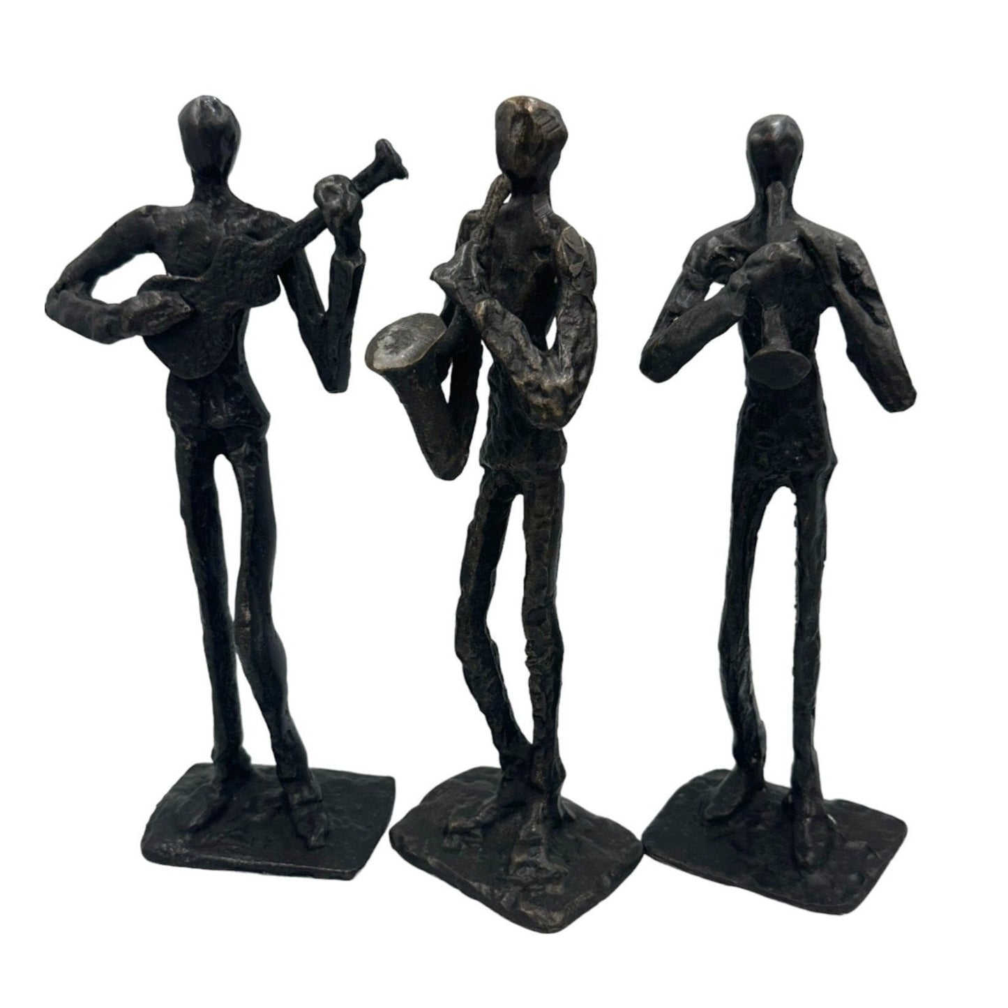 Set of 3 Bronze Cast Musician Art Figurines