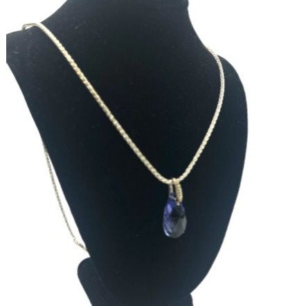 Vintage Amethyst Necklace with Sterling Silver Chain