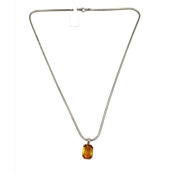 Vintage Madeira Citrine Necklace with Sterling Silver Chain