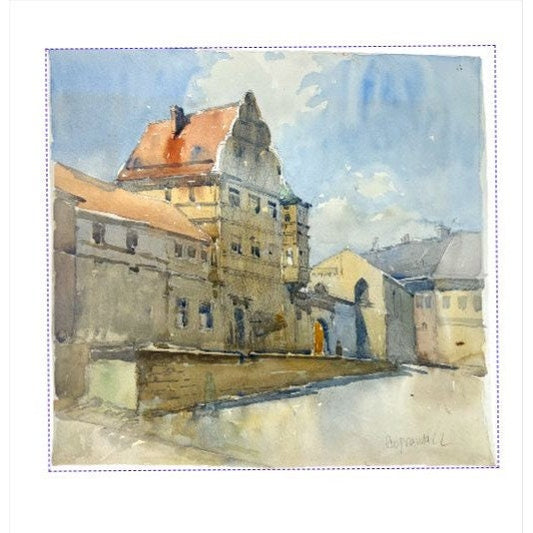 Vintage Watercolor of European Architecture