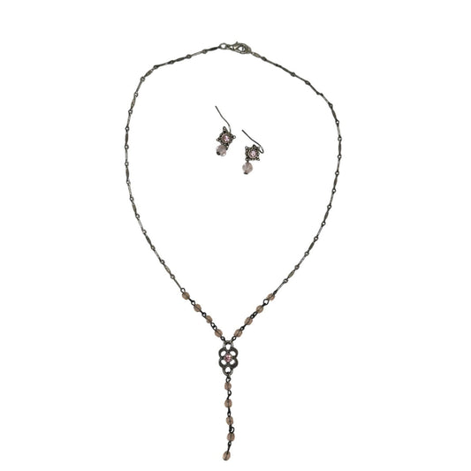 Delicate Beaded Vintage Rosary Style Necklace and Earring Set