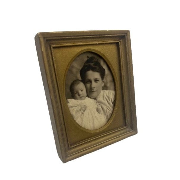 Antique Post Mortem Photograph of Woman and Child Framed Black and White